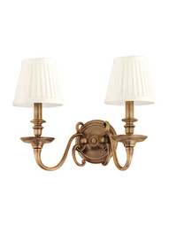 Charleston 2-Light Wall Sconce in Aged Brass.